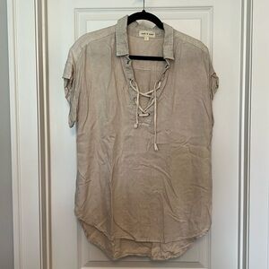 Cloth and Stone Criss Cross Tie Short Sleeve Shirt Size Large